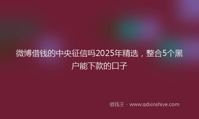 微博借钱的中央征信吗2025年精选，整合5个黑户能下款的口子