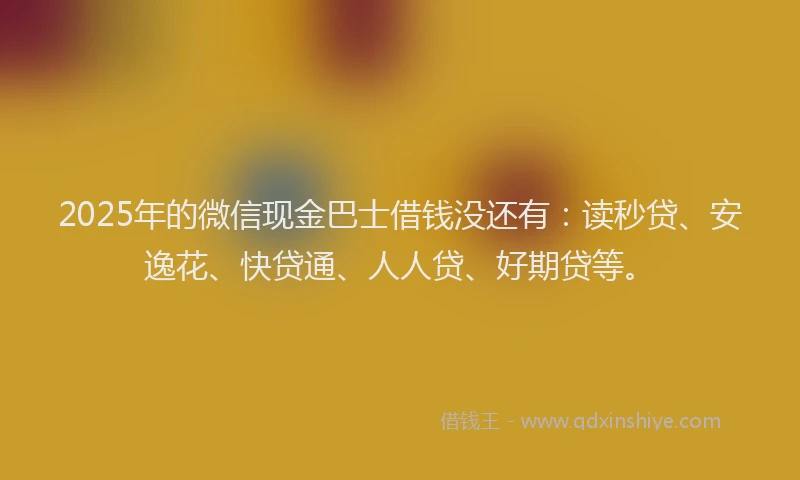 2025年的微信现金巴士借钱没还有：读秒贷、安逸花、快贷通、人人贷、好期贷等。