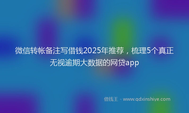微信转帐备注写借钱2025年推荐，梳理5个真正无视逾期大数据的网贷app