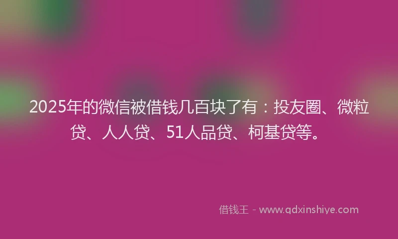 2025年的微信被借钱几百块了有：投友圈、微粒贷、人人贷、51人品贷、柯基贷等。