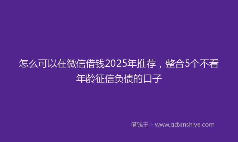 怎么可以在微信借钱2025年推荐，整合5个不看年龄征信负债的口子