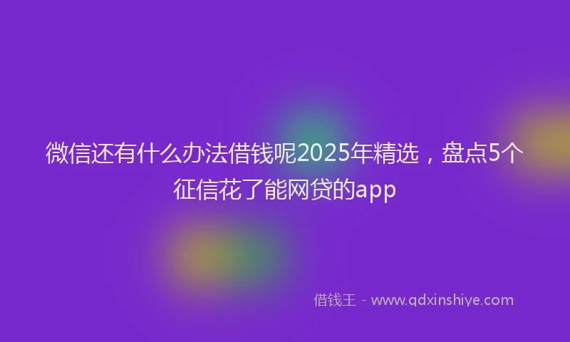 微信还有什么办法借钱呢2025年精选，盘点5个征信花了能网贷的app