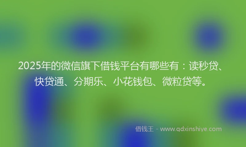 2025年的微信旗下借钱平台有哪些有：读秒贷、快贷通、分期乐、小花钱包、微粒贷等。