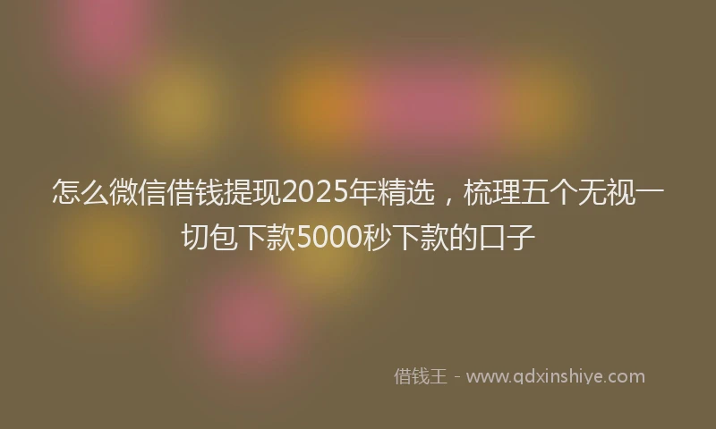 怎么微信借钱提现2025年精选，梳理五个无视一切包下款5000秒下款的口子