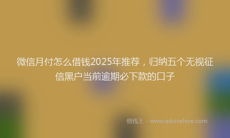 微信月付怎么借钱2025年推荐，归纳五个无视征信黑户当前逾期必下款的口子