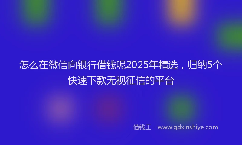怎么在微信向银行借钱呢2025年精选，归纳5个快速下款无视征信的平台