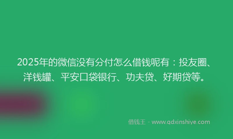 2025年的微信没有分付怎么借钱呢有：投友圈、洋钱罐、平安口袋银行、功夫贷、好期贷等。