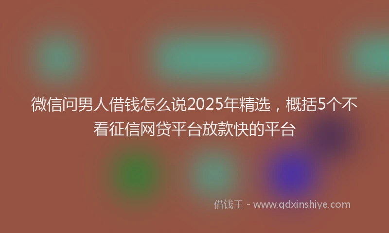 微信问男人借钱怎么说2025年精选，概括5个不看征信网贷平台放款快的平台