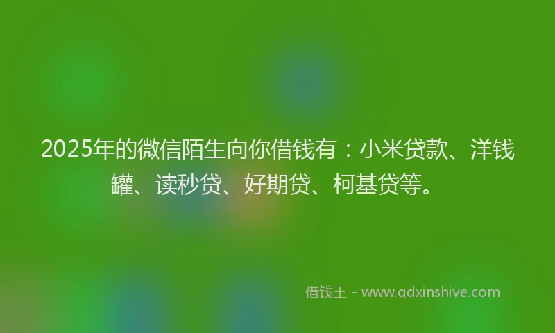 2025年的微信陌生向你借钱有：小米贷款、洋钱罐、读秒贷、好期贷、柯基贷等。