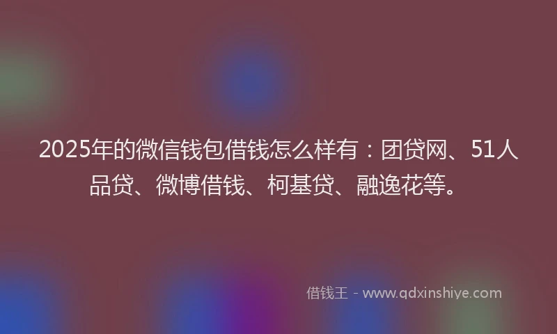 2025年的微信钱包借钱怎么样有：团贷网、51人品贷、微博借钱、柯基贷、融逸花等。