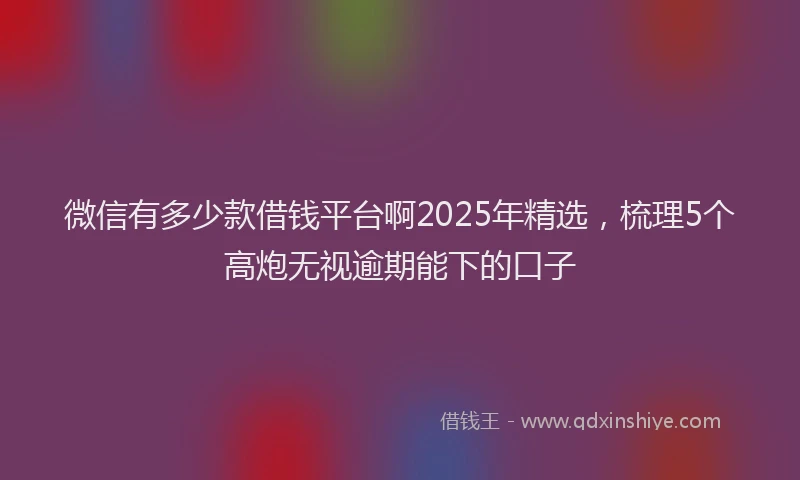 微信有多少款借钱平台啊2025年精选，梳理5个高炮无视逾期能下的口子
