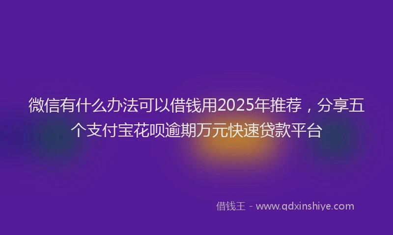 微信有什么办法可以借钱用2025年推荐，分享五个支付宝花呗逾期万元快速贷款平台