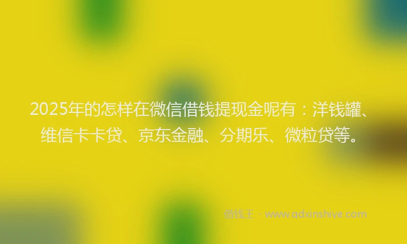 2025年的怎样在微信借钱提现金呢有：洋钱罐、维信卡卡贷、京东金融、分期乐、微粒贷等。