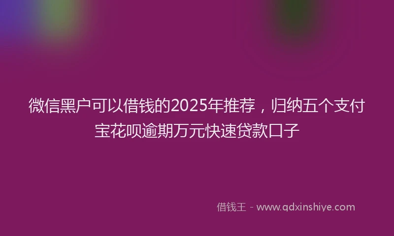 微信黑户可以借钱的2025年推荐，归纳五个支付宝花呗逾期万元快速贷款口子
