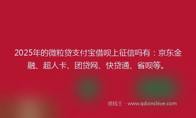2025年的微粒贷支付宝借呗上征信吗有：京东金融、超人卡、团贷网、快贷通、省呗等。