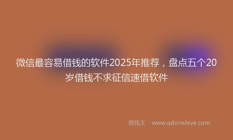 微信最容易借钱的软件2025年推荐，盘点五个20岁借钱不求征信速借软件