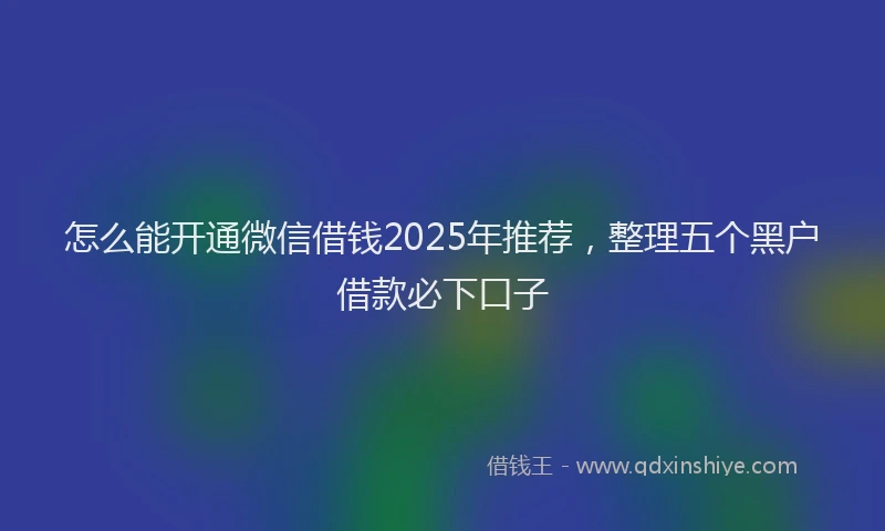 怎么能开通微信借钱2025年推荐，整理五个黑户借款必下口子