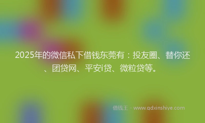 2025年的微信私下借钱东莞有：投友圈、替你还、团贷网、平安i贷、微粒贷等。