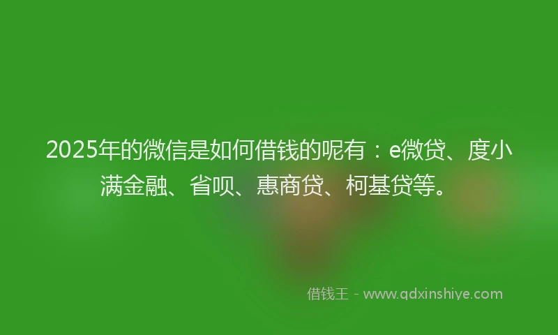 2025年的微信是如何借钱的呢有：e微贷、度小满金融、省呗、惠商贷、柯基贷等。