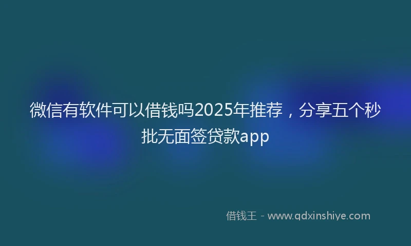 微信有软件可以借钱吗2025年推荐，分享五个秒批无面签贷款app