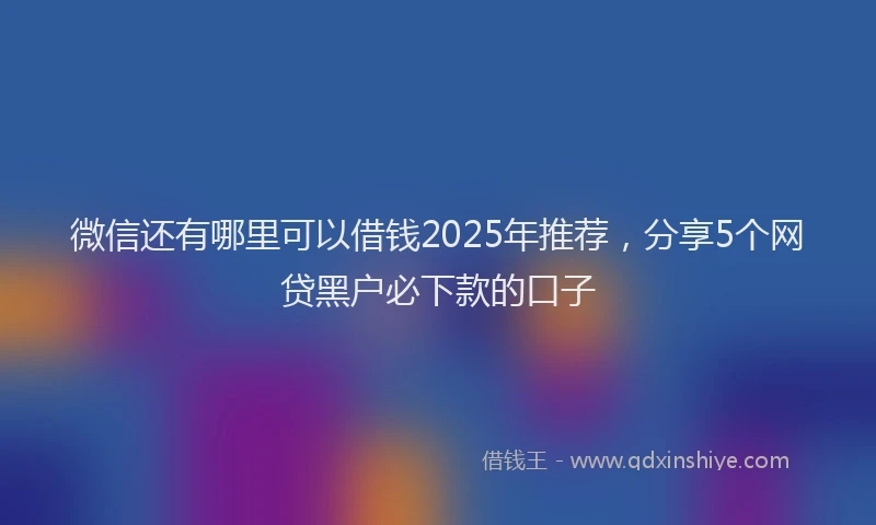 微信还有哪里可以借钱2025年推荐，分享5个网贷黑户必下款的口子