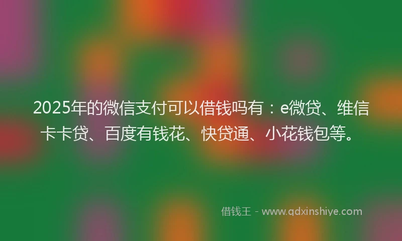 2025年的微信支付可以借钱吗有：e微贷、维信卡卡贷、百度有钱花、快贷通、小花钱包等。