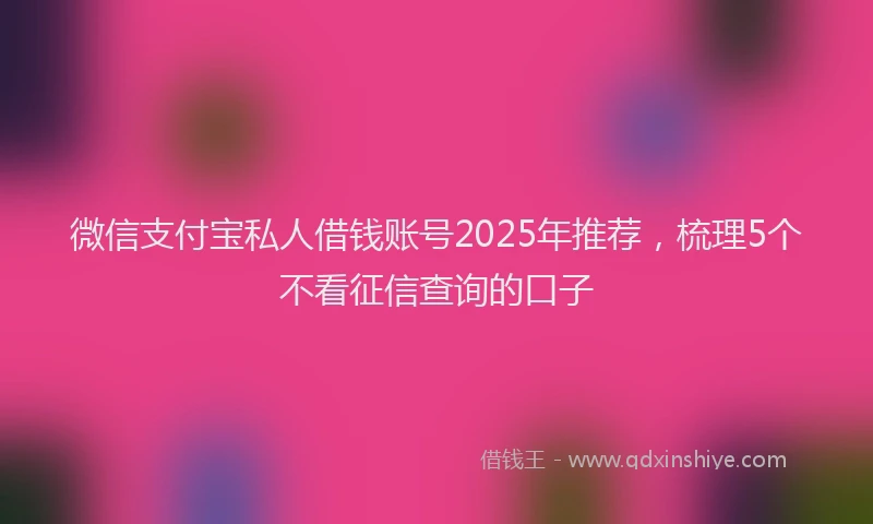 微信支付宝私人借钱账号2025年推荐，梳理5个不看征信查询的口子