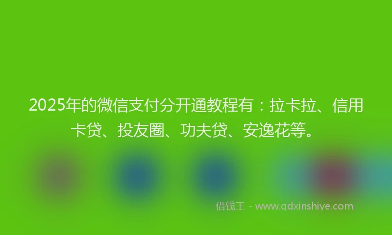 2025年的微信支付分开通教程有：拉卡拉、信用卡贷、投友圈、功夫贷、安逸花等。