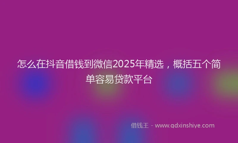 怎么在抖音借钱到微信2025年精选，概括五个简单容易贷款平台