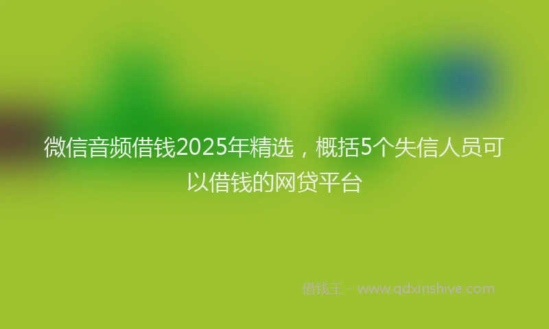 微信音频借钱2025年精选，概括5个失信人员可以借钱的网贷平台