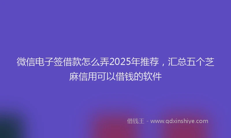 微信电子签借款怎么弄2025年推荐，汇总五个芝麻信用可以借钱的软件