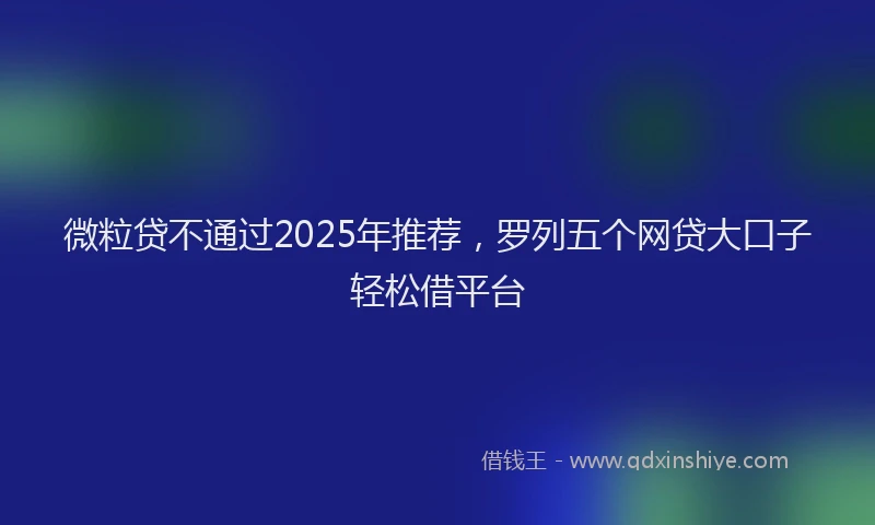 微粒贷不通过2025年推荐，罗列五个网贷大口子轻松借平台