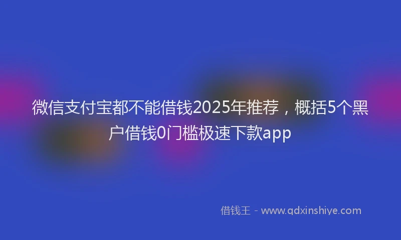 微信支付宝都不能借钱2025年推荐，概括5个黑户借钱0门槛极速下款app