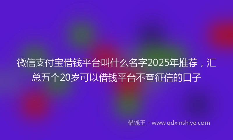 微信支付宝借钱平台叫什么名字2025年推荐，汇总五个20岁可以借钱平台不查征信的口子