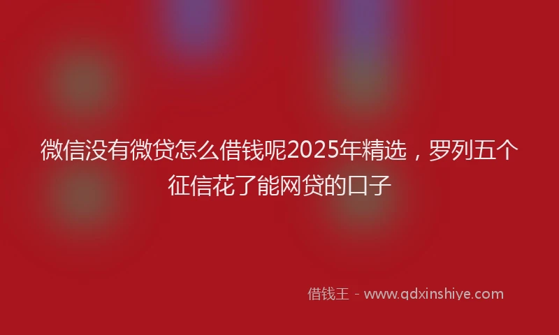 微信没有微贷怎么借钱呢2025年精选，罗列五个征信花了能网贷的口子