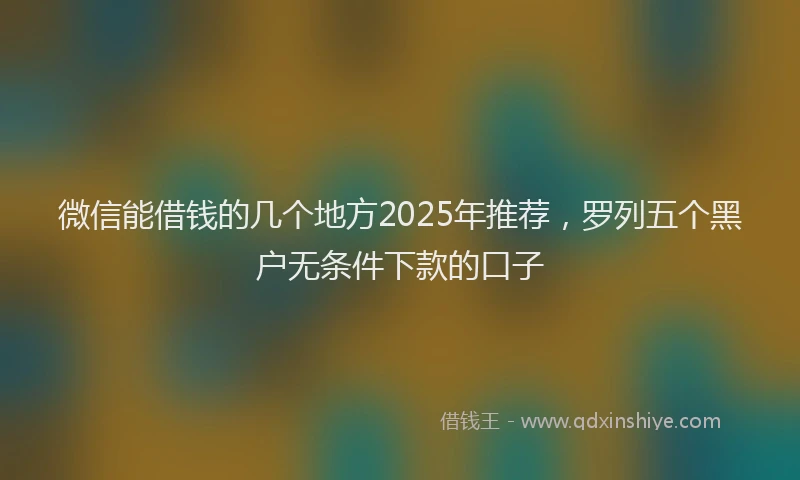微信能借钱的几个地方2025年推荐，罗列五个黑户无条件下款的口子