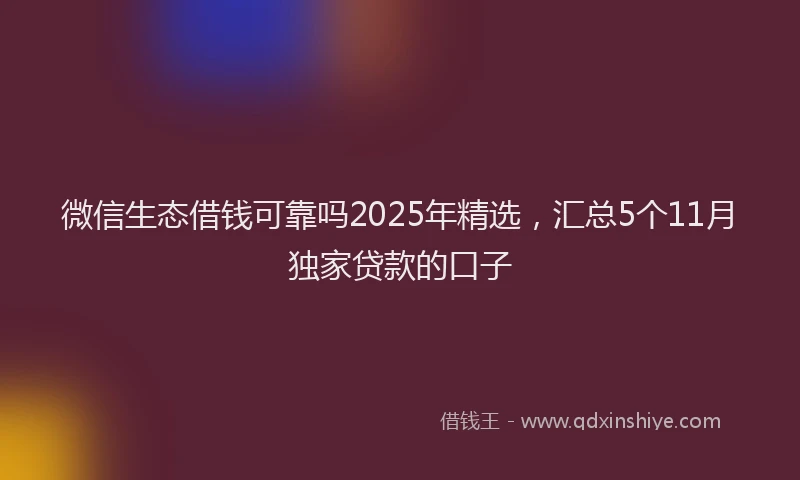 微信生态借钱可靠吗2025年精选，汇总5个11月独家贷款的口子