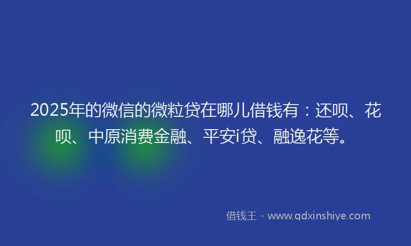 2025年的微信的微粒贷在哪儿借钱有：还呗、花呗、中原消费金融、平安i贷、融逸花等。