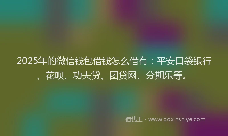 2025年的微信钱包借钱怎么借有：平安口袋银行、花呗、功夫贷、团贷网、分期乐等。