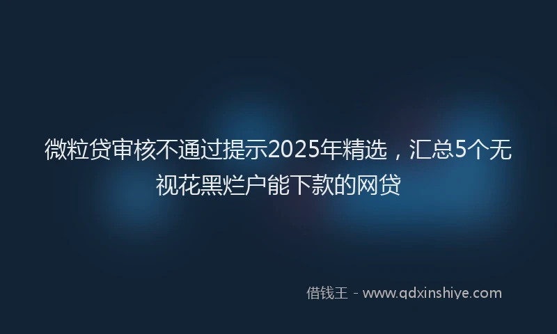 微粒贷审核不通过提示2025年精选，汇总5个无视花黑烂户能下款的网贷