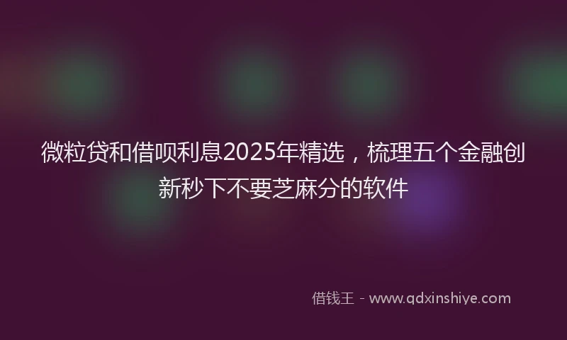 微粒贷和借呗利息2025年精选，梳理五个金融创新秒下不要芝麻分的软件