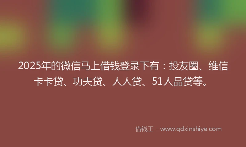 2025年的微信马上借钱登录下有：投友圈、维信卡卡贷、功夫贷、人人贷、51人品贷等。