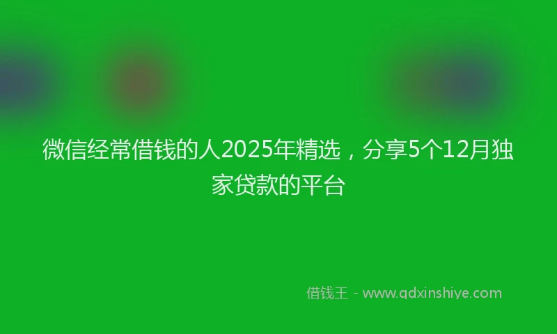 微信经常借钱的人2025年精选，分享5个12月独家贷款的平台