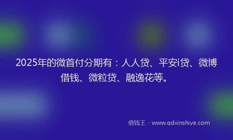 2025年的微首付分期有：人人贷、平安i贷、微博借钱、微粒贷、融逸花等。