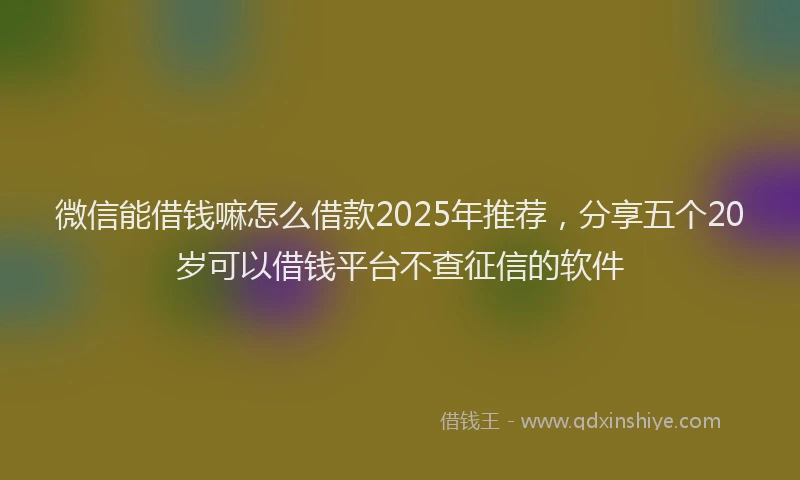 微信能借钱嘛怎么借款2025年推荐，分享五个20岁可以借钱平台不查征信的软件
