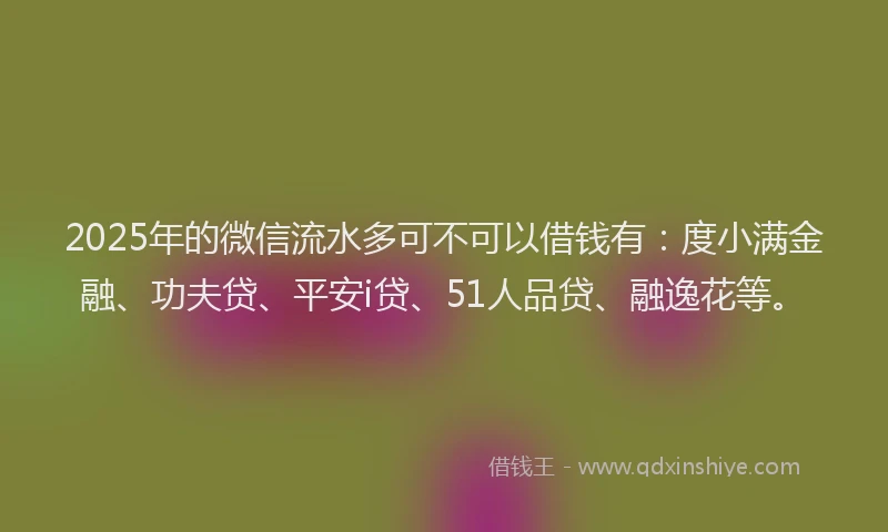 2025年的微信流水多可不可以借钱有：度小满金融、功夫贷、平安i贷、51人品贷、融逸花等。