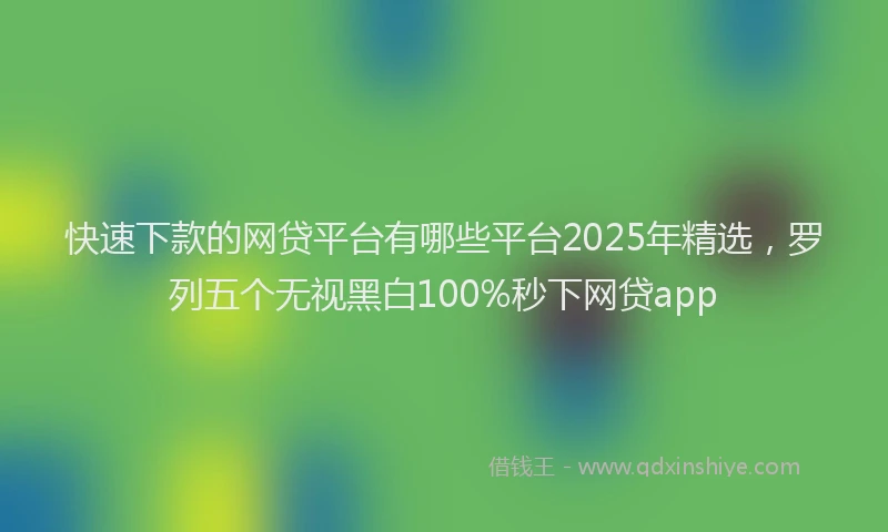 快速下款的网贷平台有哪些平台2025年精选，罗列五个无视黑白100%秒下网贷app