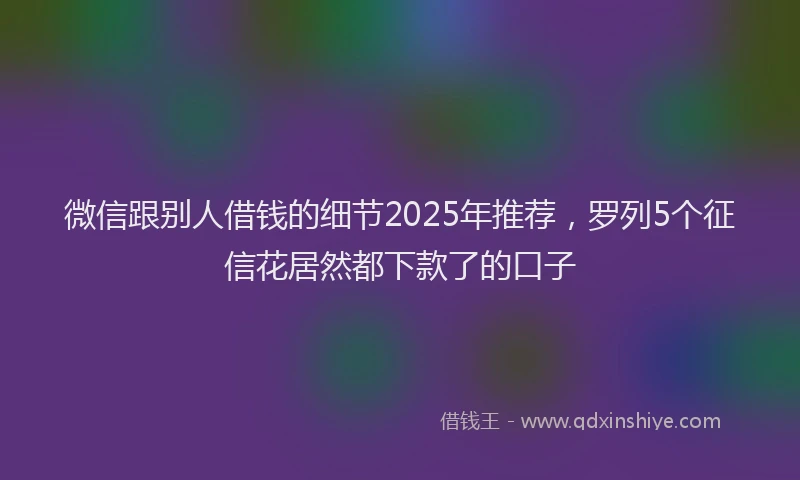 微信跟别人借钱的细节2025年推荐，罗列5个征信花居然都下款了的口子