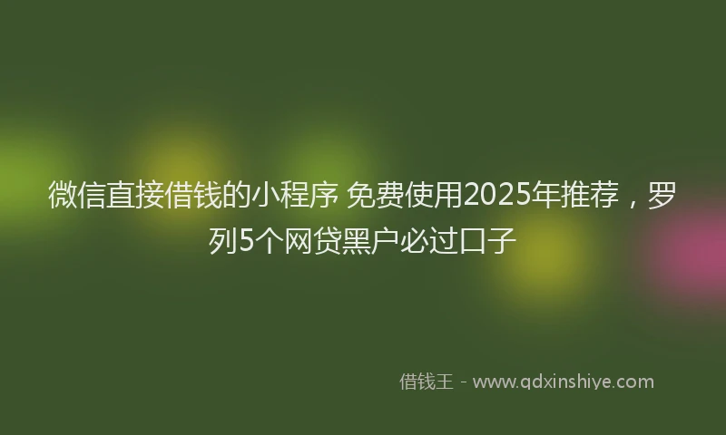 微信直接借钱的小程序 免费使用2025年推荐，罗列5个网贷黑户必过口子