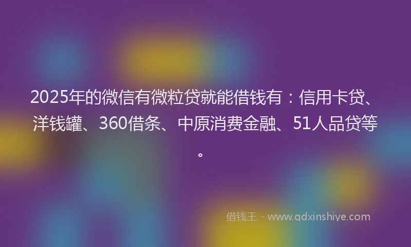 2025年的微信有微粒贷就能借钱有：信用卡贷、洋钱罐、360借条、中原消费金融、51人品贷等。